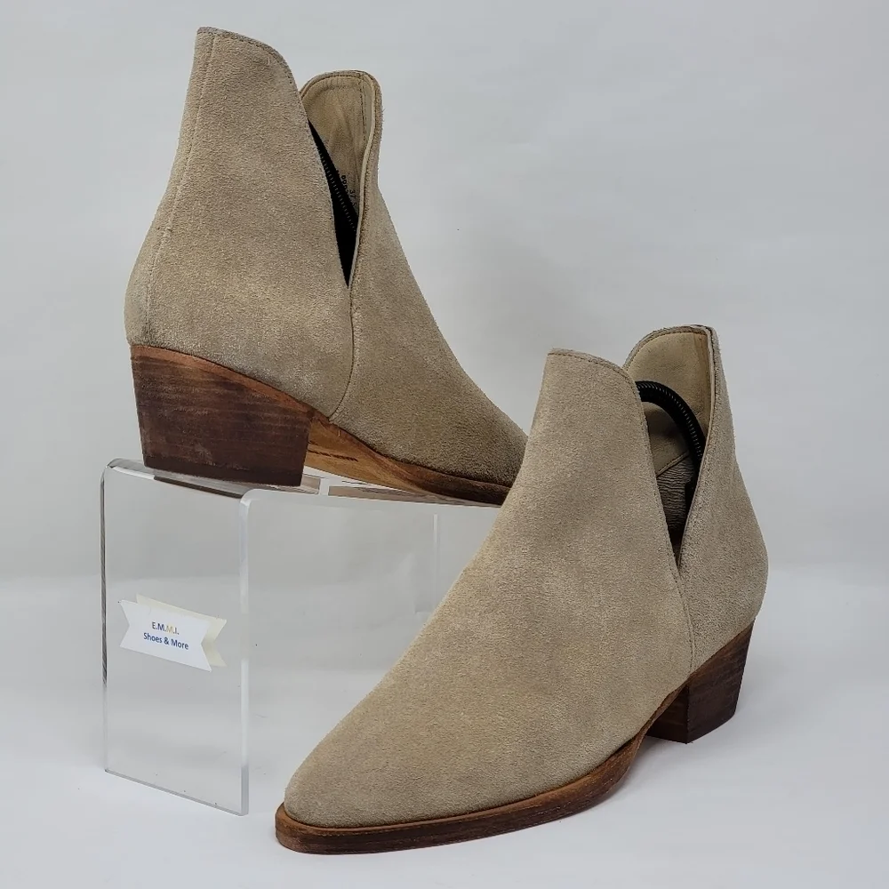 Free People Womens Double V Beige Suede Ankle Boots Size EUR 37.5 New